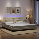 vidaXL Bedframe met LED zonder matras "Hvar" 80x200 cm stof lichtgrijs