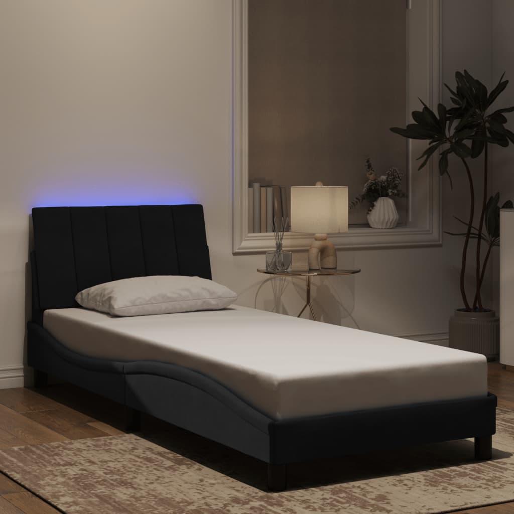 vidaXL Bedframe met LED zonder matras "Hanko"  fluweel lichtgrijs 80x200 cm