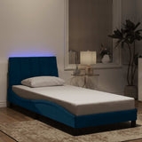 vidaXL Bedframe met LED zonder matras "Hanko"  fluweel lichtgrijs 80x200 cm