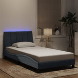 vidaXL Bedframe met LED zonder matras "Hanko"  fluweel lichtgrijs 80x200 cm