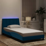 vidaXL Bedframe met LED zonder matras "Hanko"  fluweel lichtgrijs 80x200 cm