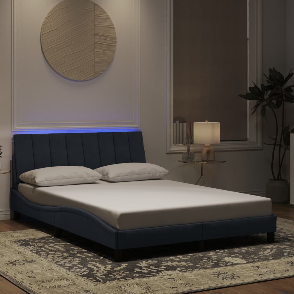 vidaXL Bedframe met LED zonder matras "Hanko"  fluweel lichtgrijs 80x200 cm