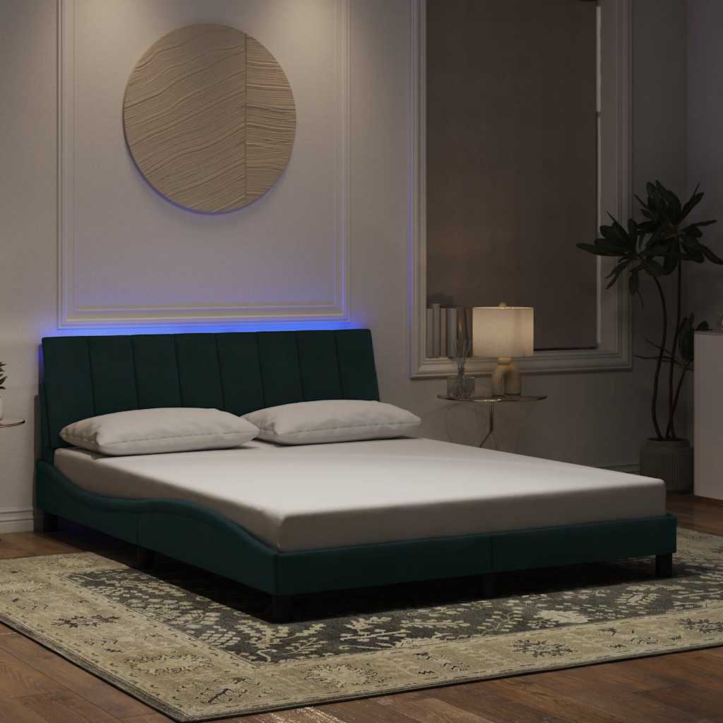 vidaXL Bedframe met LED zonder matras "Hanko"  fluweel lichtgrijs 80x200 cm