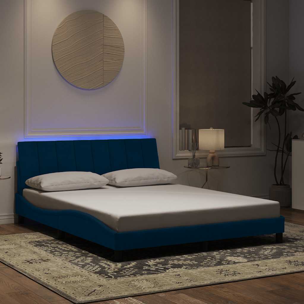 vidaXL Bedframe met LED zonder matras "Hanko"  fluweel lichtgrijs 80x200 cm
