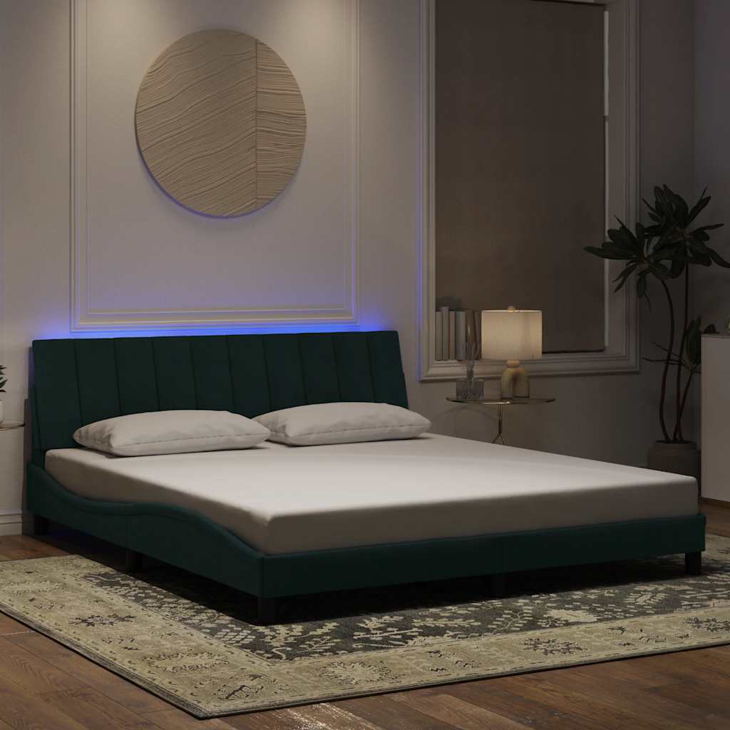 vidaXL Bedframe met LED zonder matras "Hanko"  fluweel lichtgrijs 80x200 cm