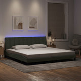 vidaXL Bedframe met LED zonder matras "Hanko"  fluweel lichtgrijs 80x200 cm