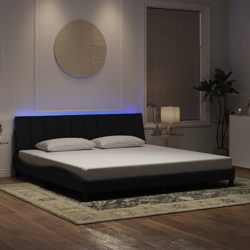 vidaXL Bedframe met LED zonder matras "Hanko"  fluweel lichtgrijs 80x200 cm