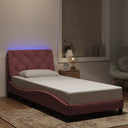 vidaXL Bedframe met LED zonder matras fluweel lichtgrijs 80x200 cm