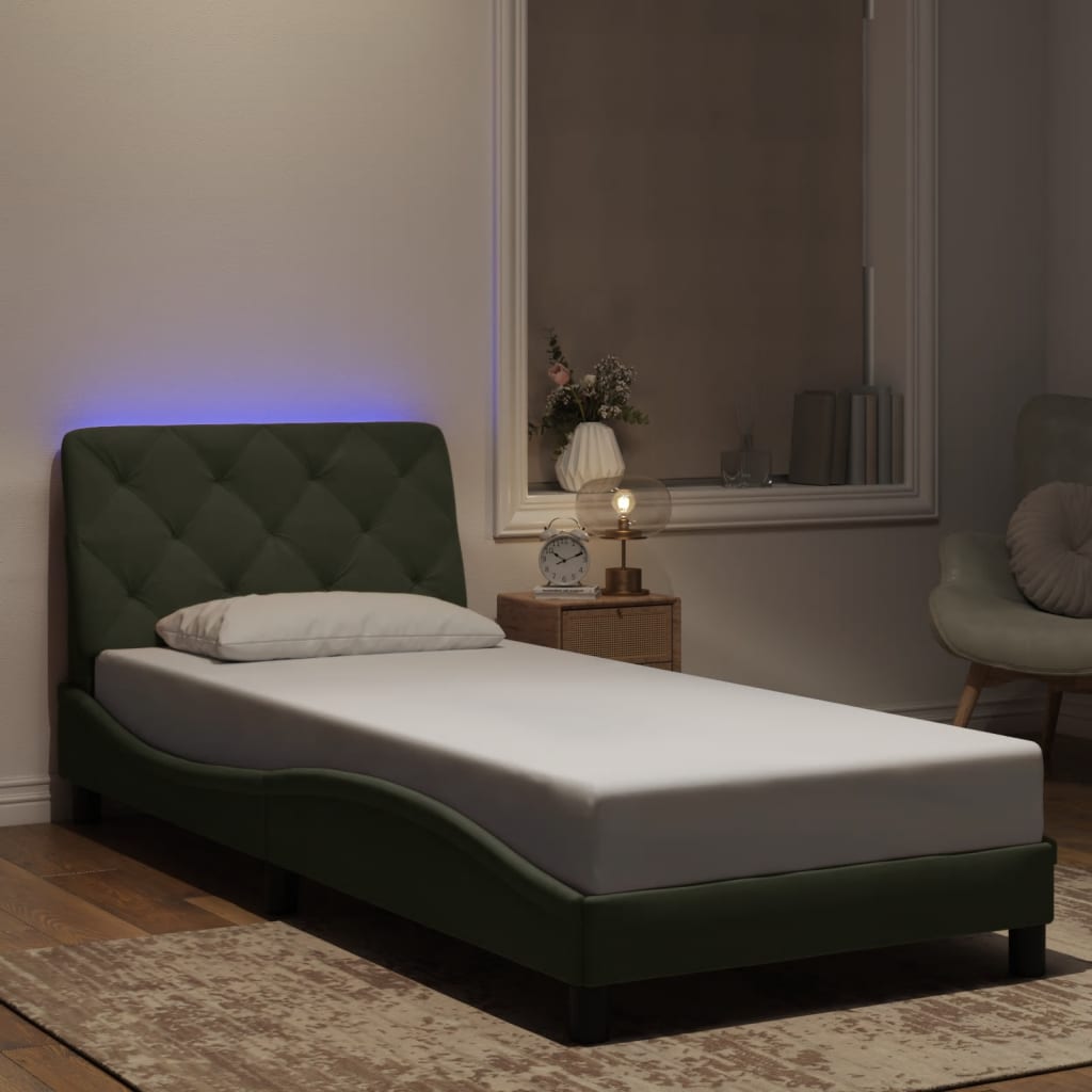 vidaXL Bedframe met LED zonder matras fluweel lichtgrijs 80x200 cm