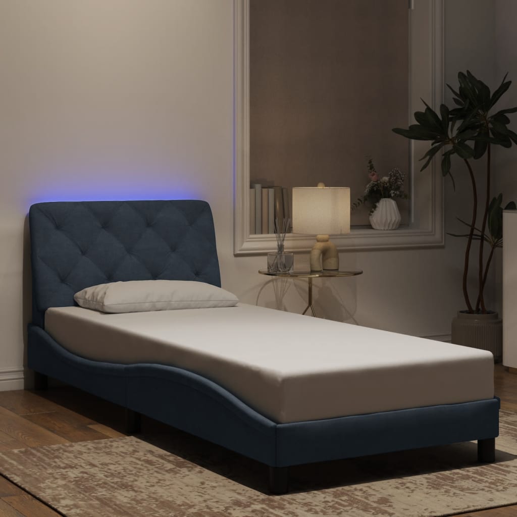 vidaXL Bedframe met LED zonder matras fluweel lichtgrijs 80x200 cm