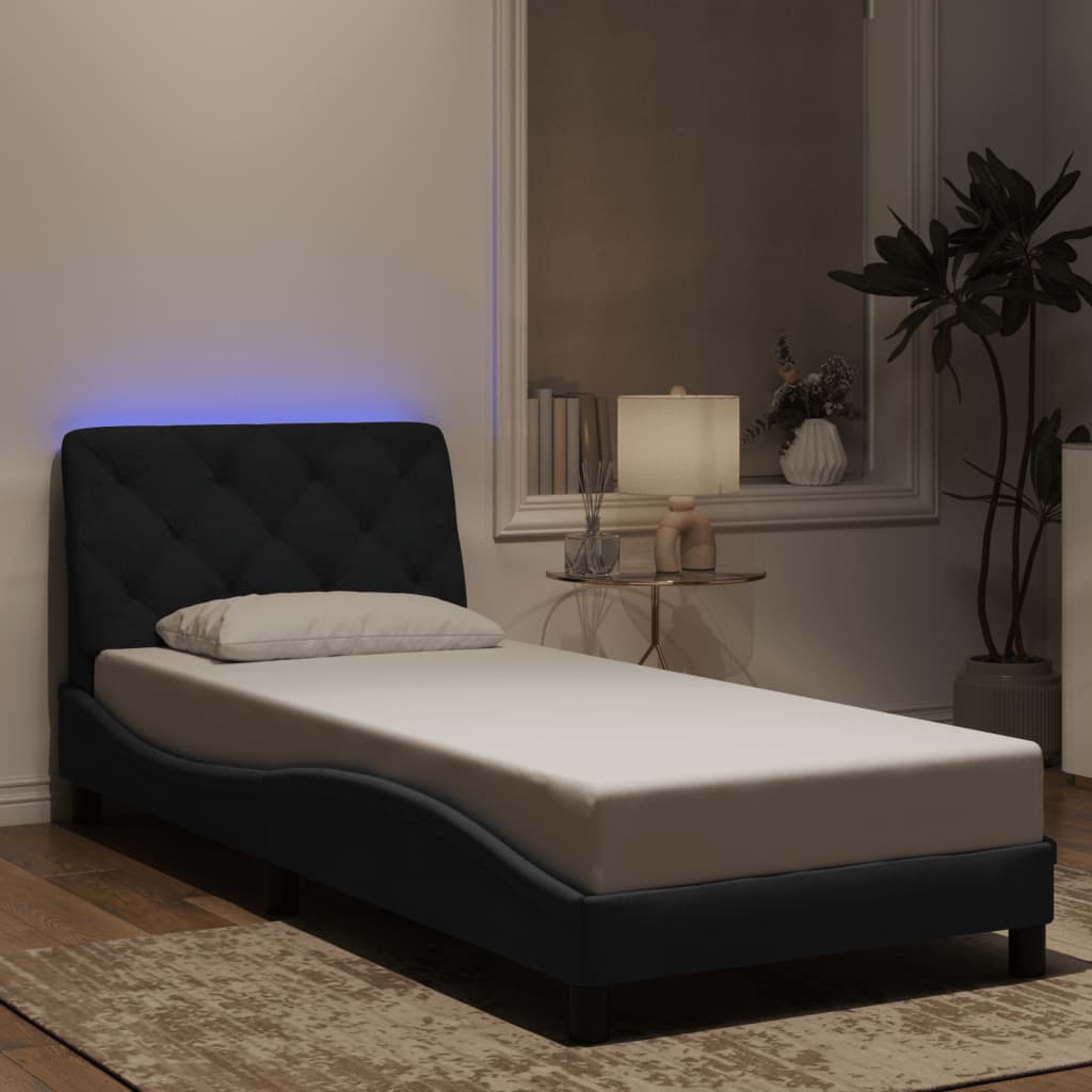 vidaXL Bedframe met LED zonder matras fluweel lichtgrijs 80x200 cm