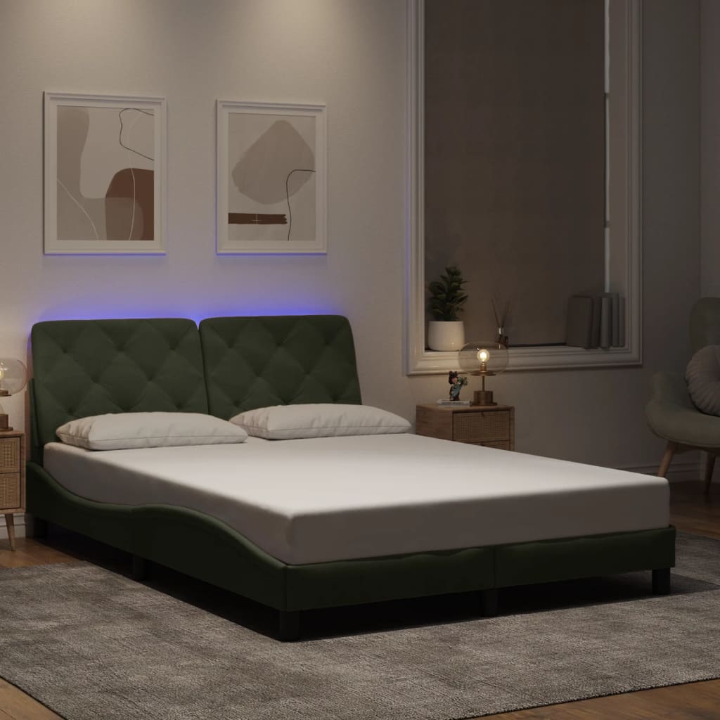 vidaXL Bedframe met LED zonder matras fluweel lichtgrijs 80x200 cm