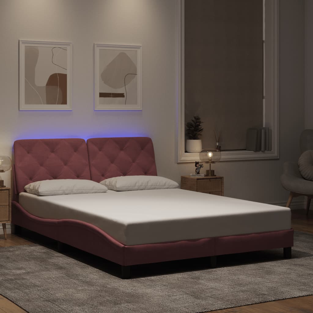 vidaXL Bedframe met LED zonder matras fluweel lichtgrijs 80x200 cm