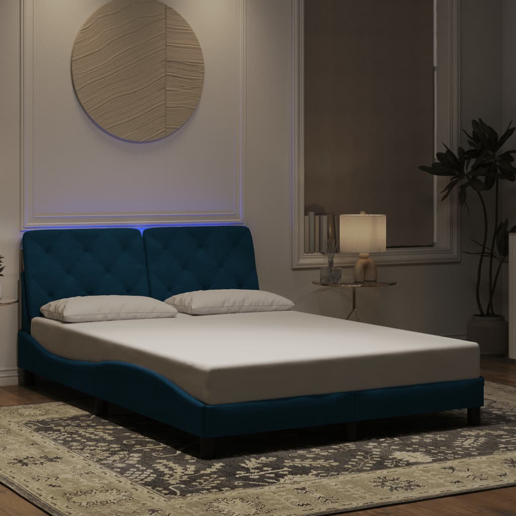 vidaXL Bedframe met LED zonder matras fluweel lichtgrijs 80x200 cm