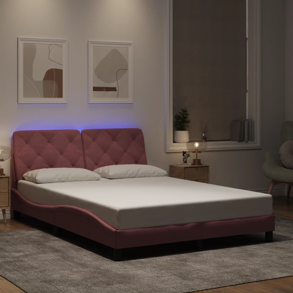 vidaXL Bedframe met LED zonder matras fluweel lichtgrijs 80x200 cm