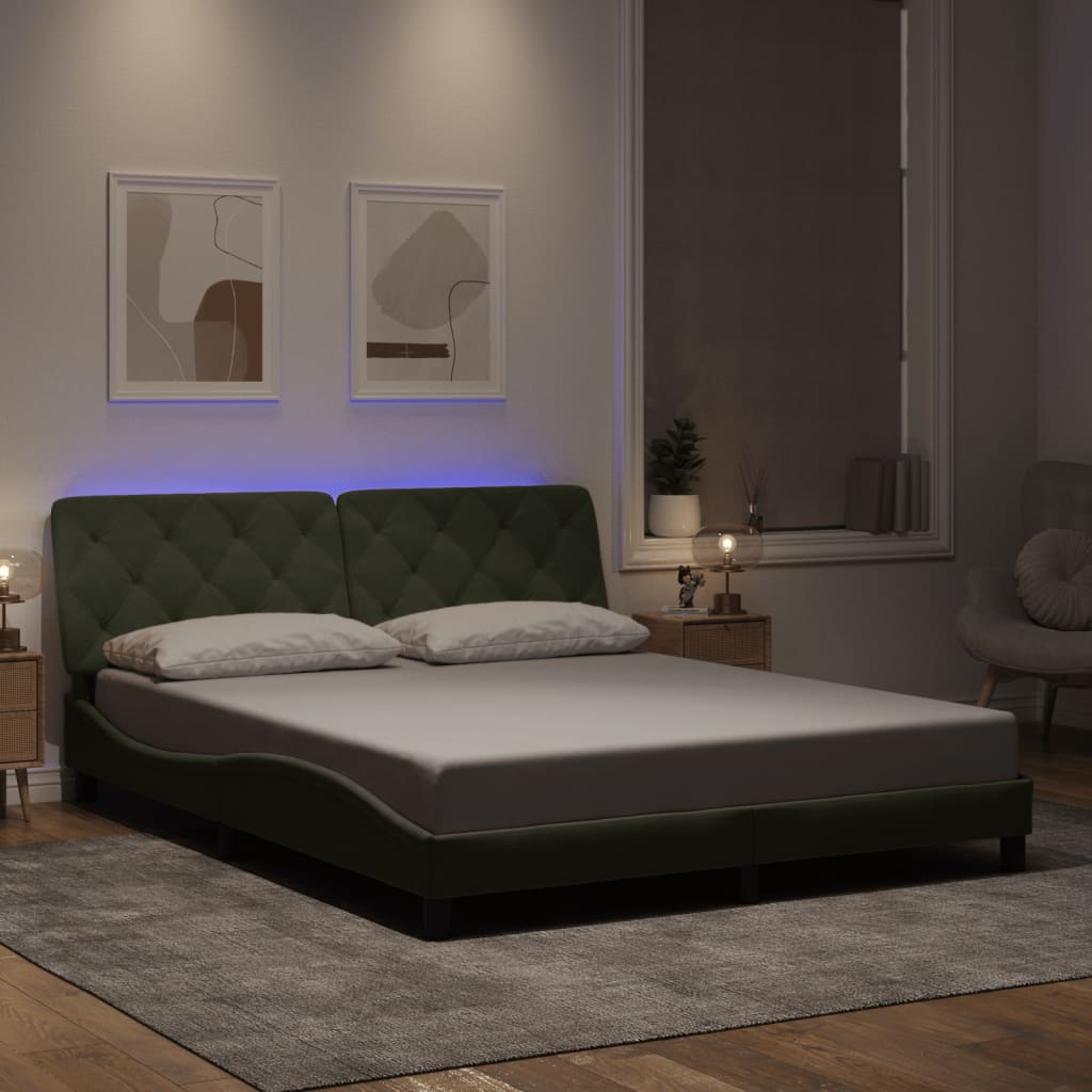 vidaXL Bedframe met LED zonder matras fluweel lichtgrijs 80x200 cm