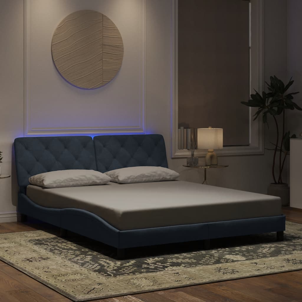 vidaXL Bedframe met LED zonder matras fluweel lichtgrijs 80x200 cm