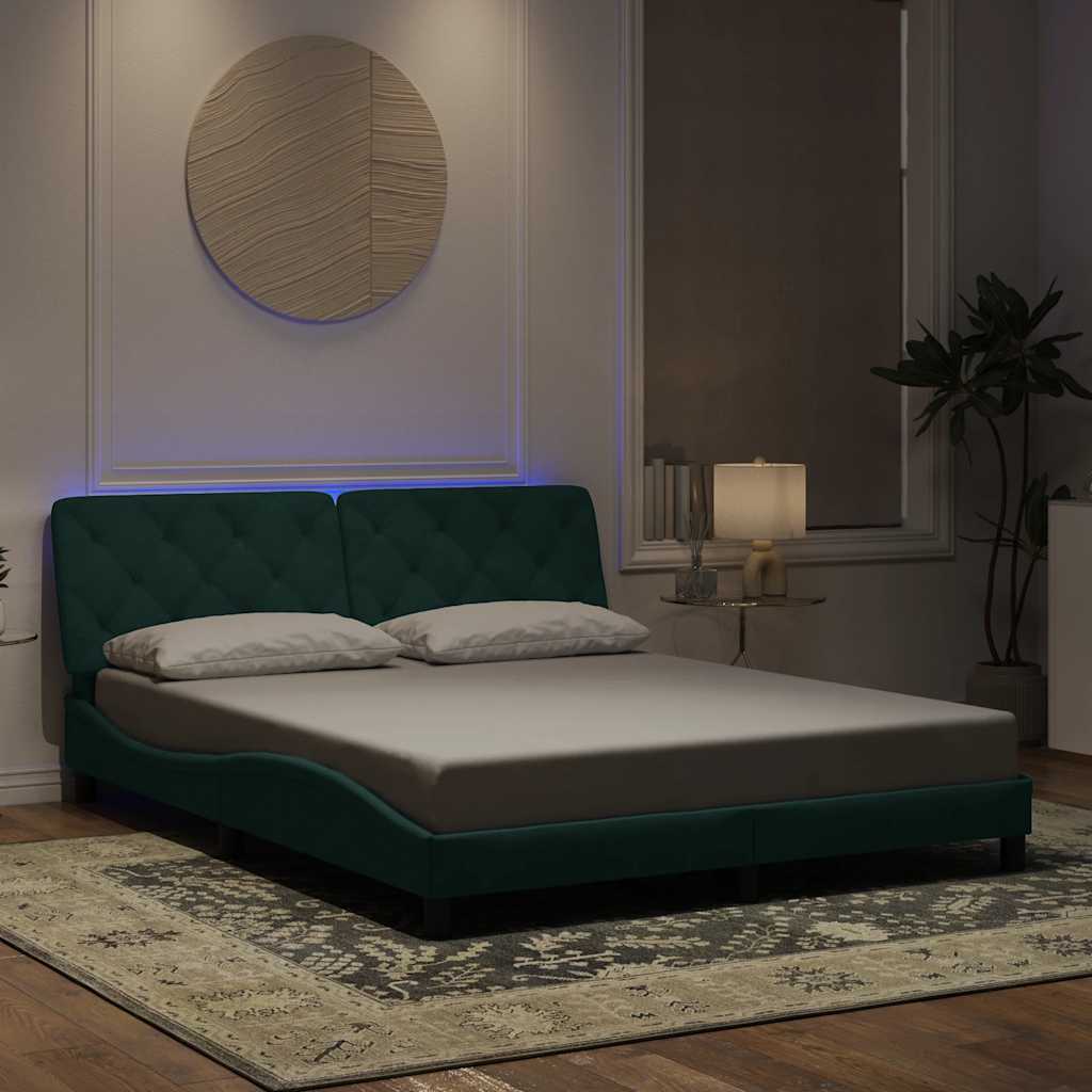 vidaXL Bedframe met LED zonder matras fluweel lichtgrijs 80x200 cm
