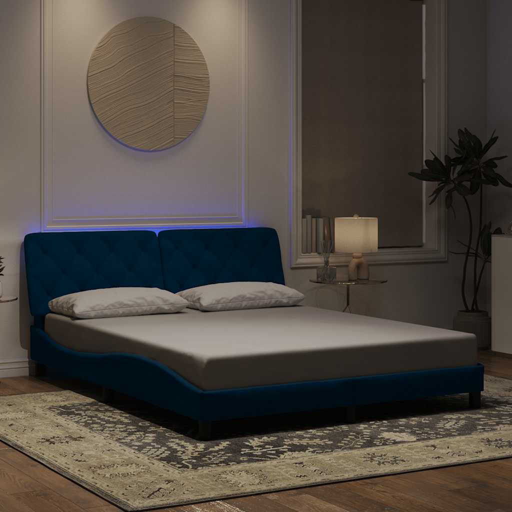 vidaXL Bedframe met LED zonder matras fluweel lichtgrijs 80x200 cm
