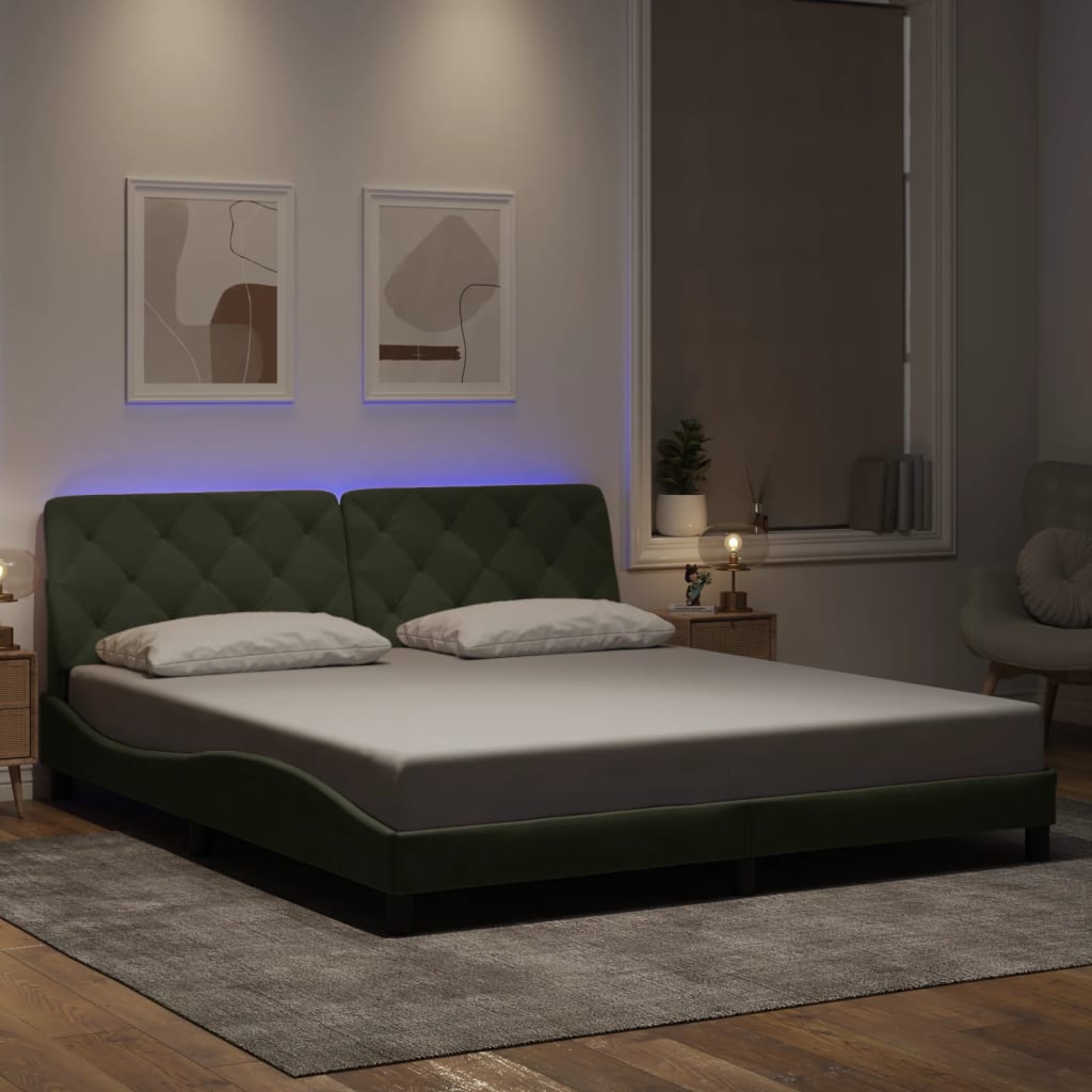 vidaXL Bedframe met LED zonder matras fluweel lichtgrijs 80x200 cm