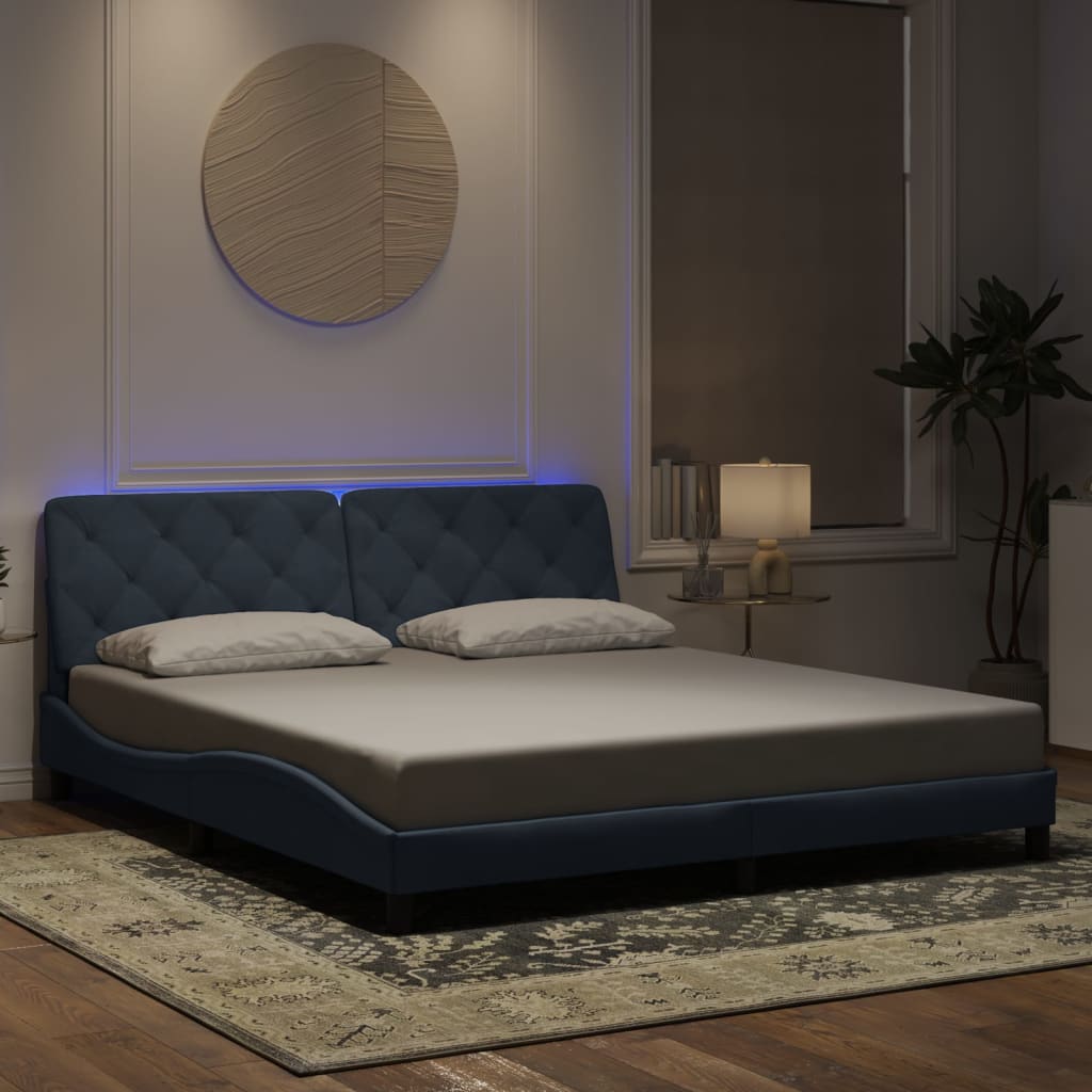 vidaXL Bedframe met LED zonder matras fluweel lichtgrijs 80x200 cm