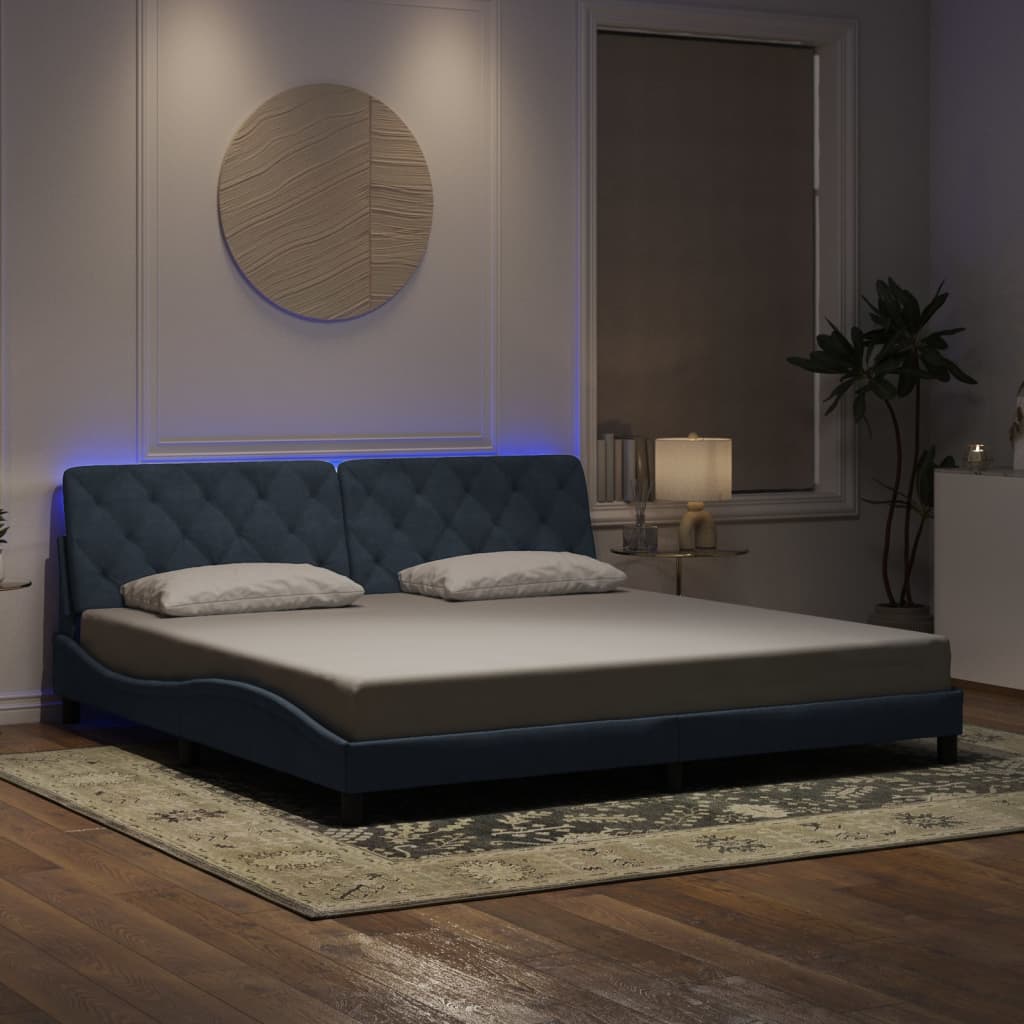 vidaXL Bedframe met LED zonder matras fluweel lichtgrijs 80x200 cm