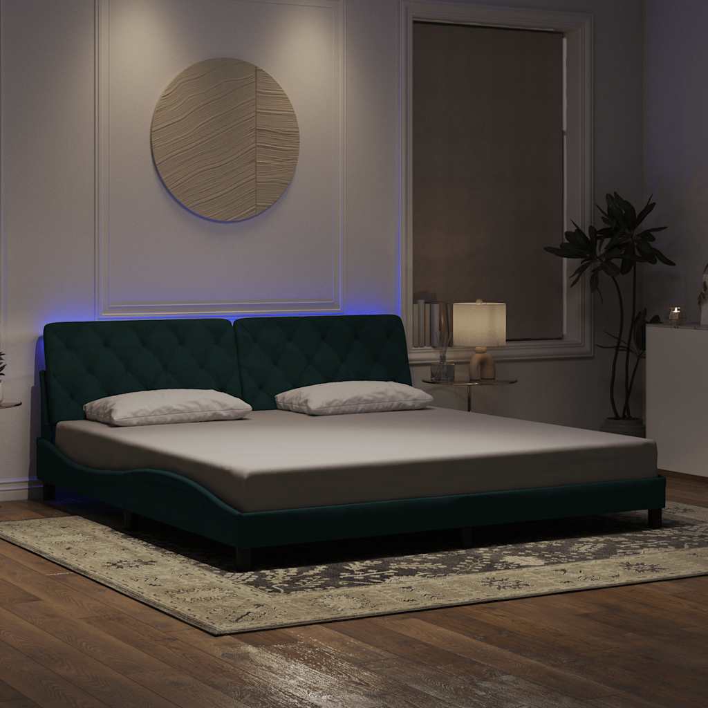 vidaXL Bedframe met LED zonder matras fluweel lichtgrijs 80x200 cm