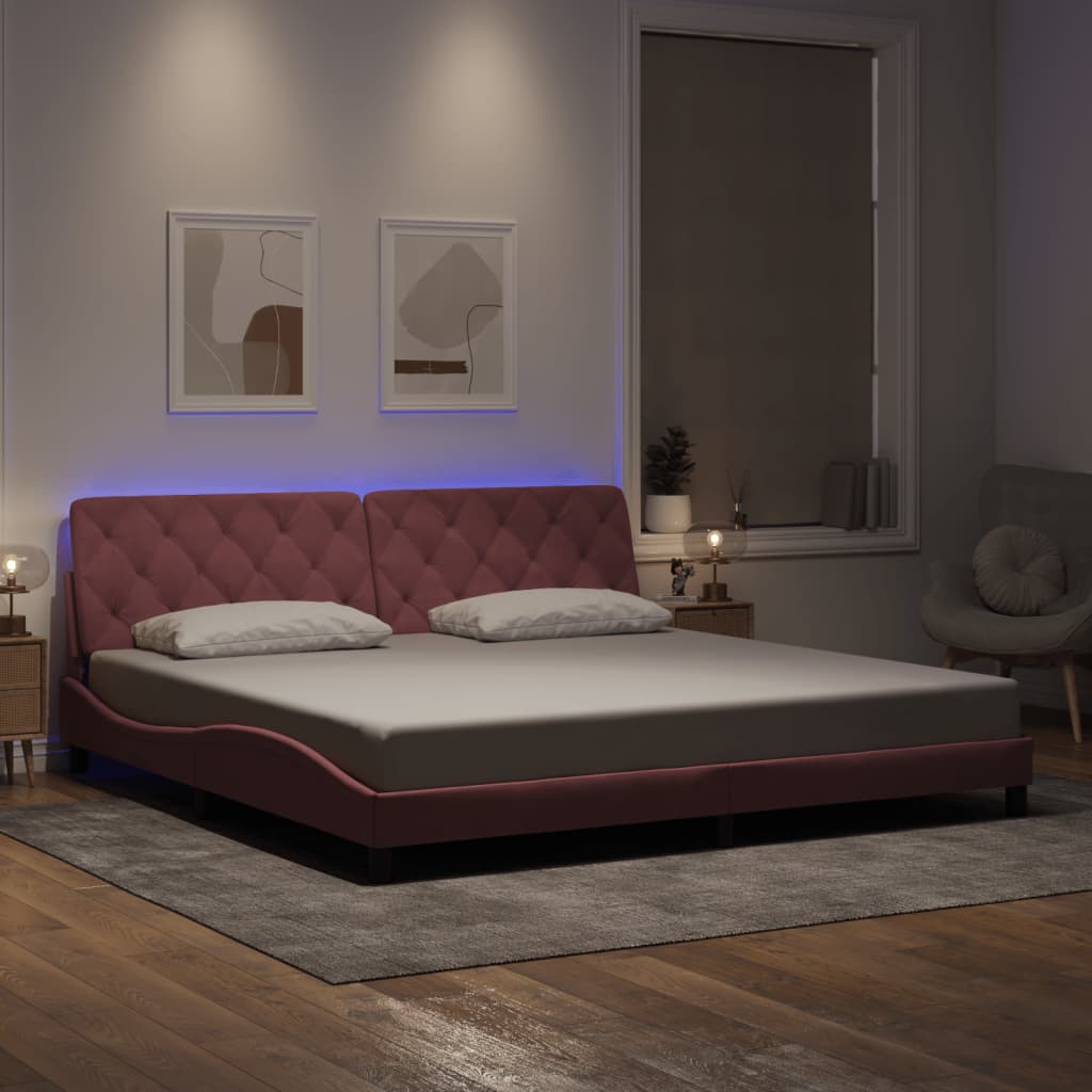 vidaXL Bedframe met LED zonder matras fluweel lichtgrijs 80x200 cm