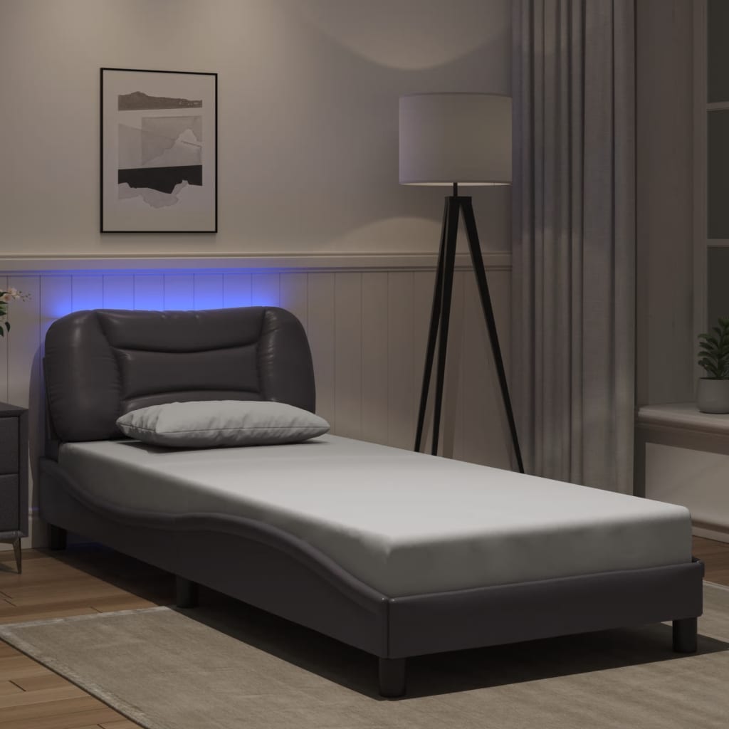 vidaXL Bedframe met LED zonder matras "Hvar" zwart 80x200 cm