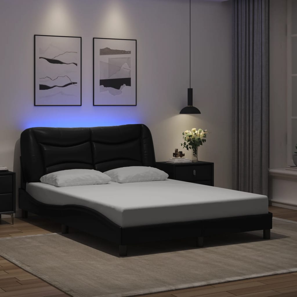 vidaXL Bedframe met LED zonder matras "Hvar" zwart 80x200 cm