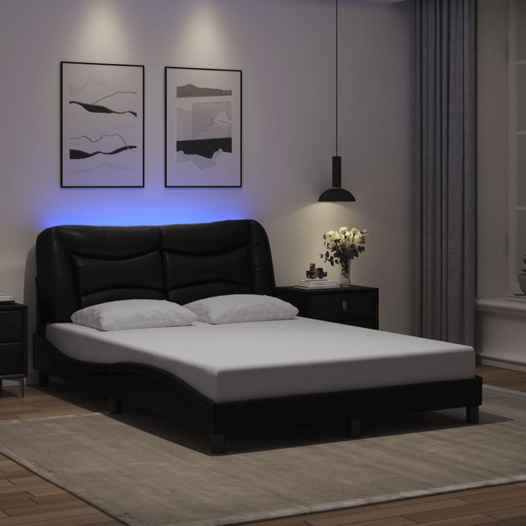 vidaXL Bedframe met LED zonder matras "Hvar" zwart 80x200 cm