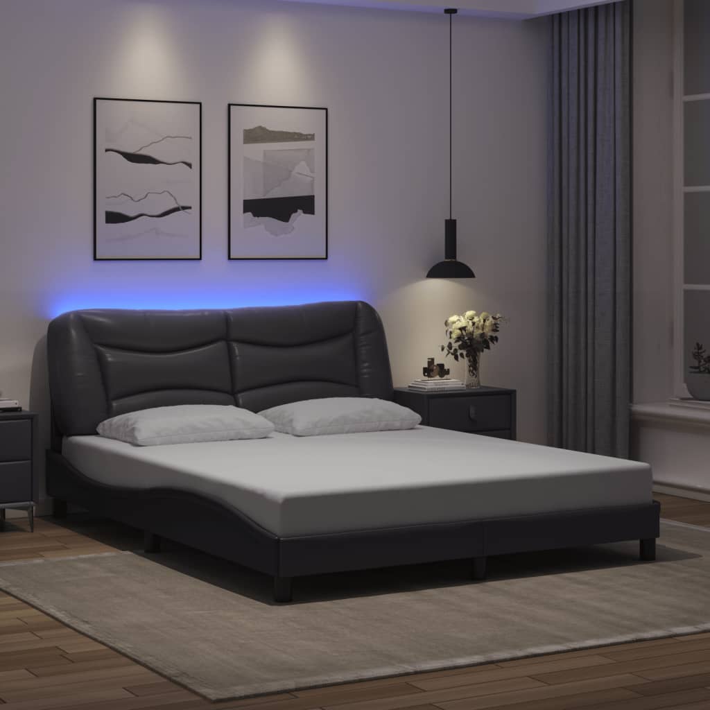 vidaXL Bedframe met LED zonder matras "Hvar" zwart 80x200 cm