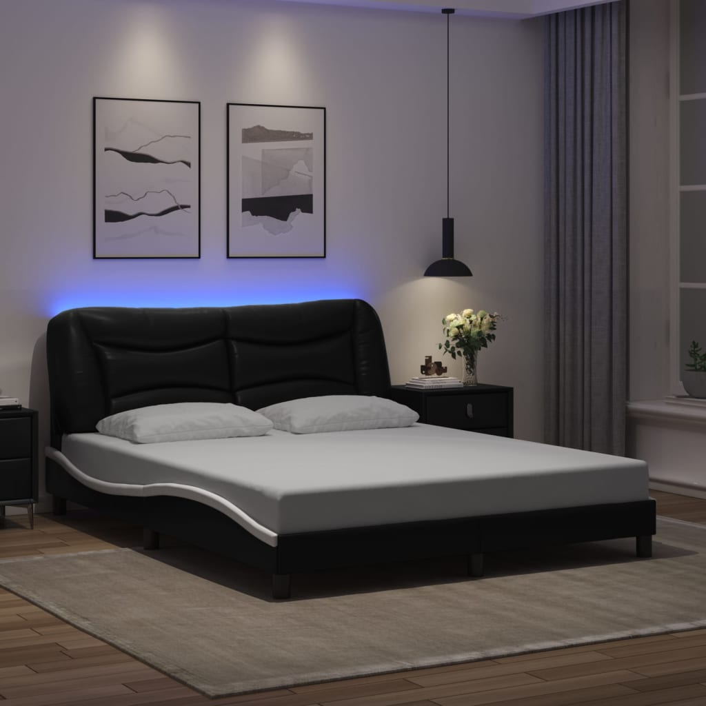 vidaXL Bedframe met LED zonder matras "Hvar" zwart 80x200 cm