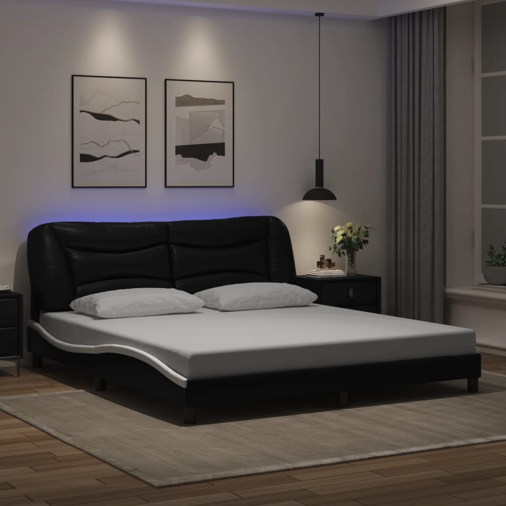 vidaXL Bedframe met LED zonder matras "Hvar" zwart 80x200 cm