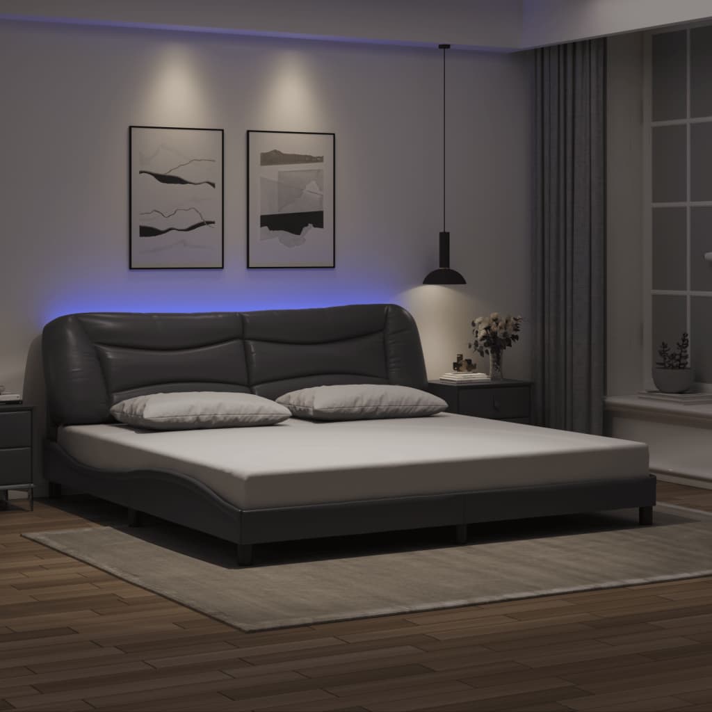 vidaXL Bedframe met LED zonder matras "Hvar" zwart 80x200 cm