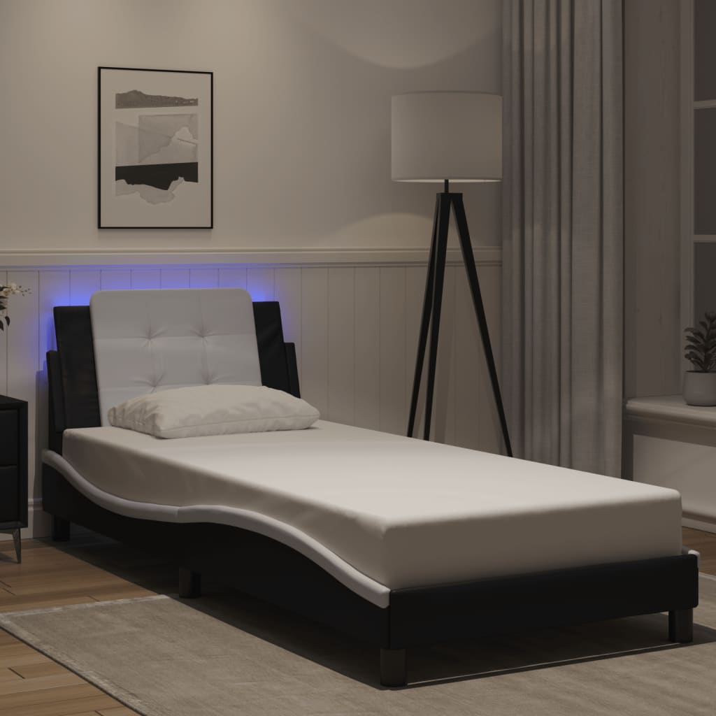 vidaXL Bedframe met LED zonder matras "Zadar" zwart 80x200 cm
