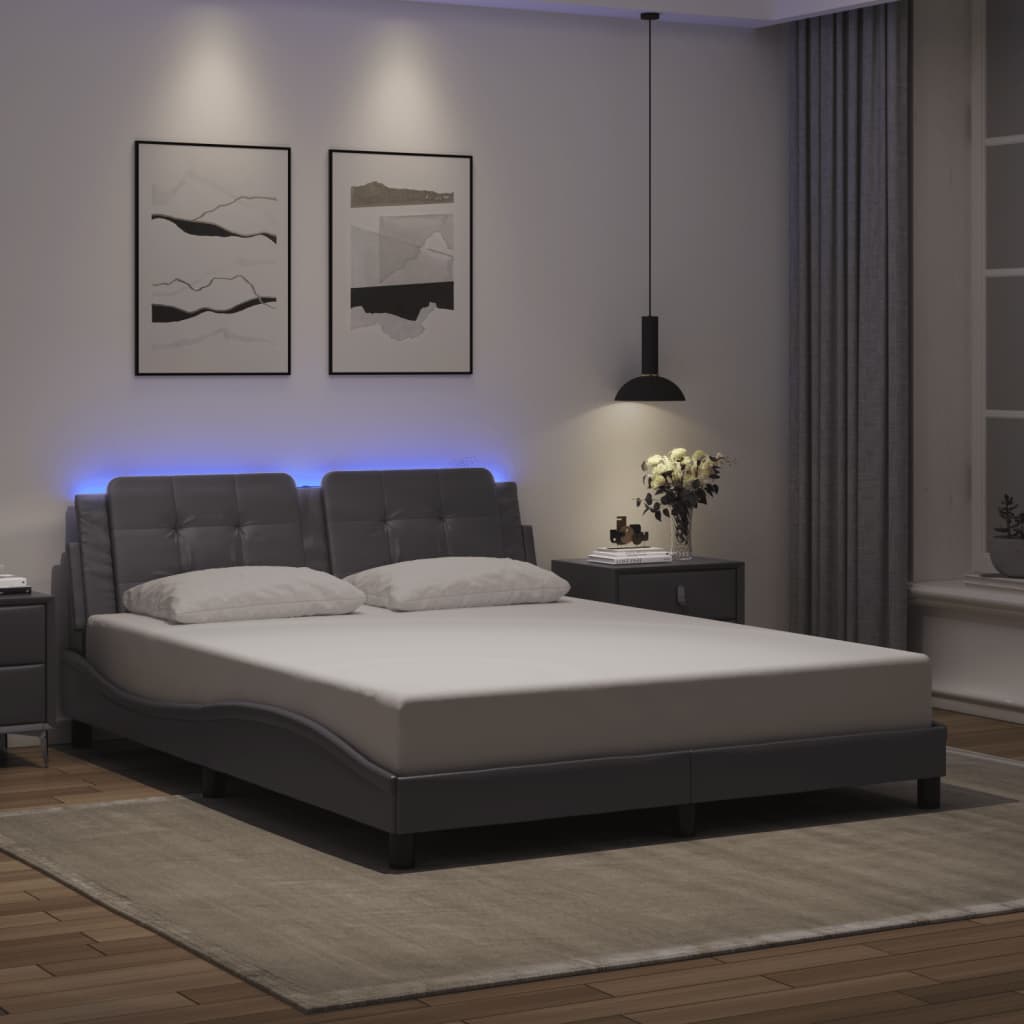 vidaXL Bedframe met LED zonder matras "Zadar" zwart 80x200 cm
