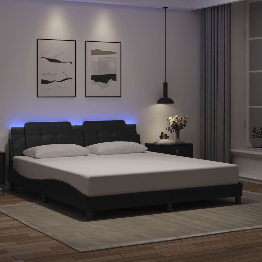 vidaXL Bedframe met LED zonder matras "Zadar" zwart 80x200 cm