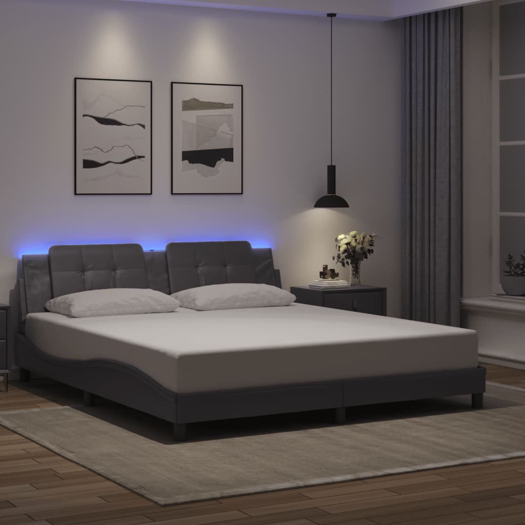 vidaXL Bedframe met LED zonder matras "Zadar" zwart 80x200 cm