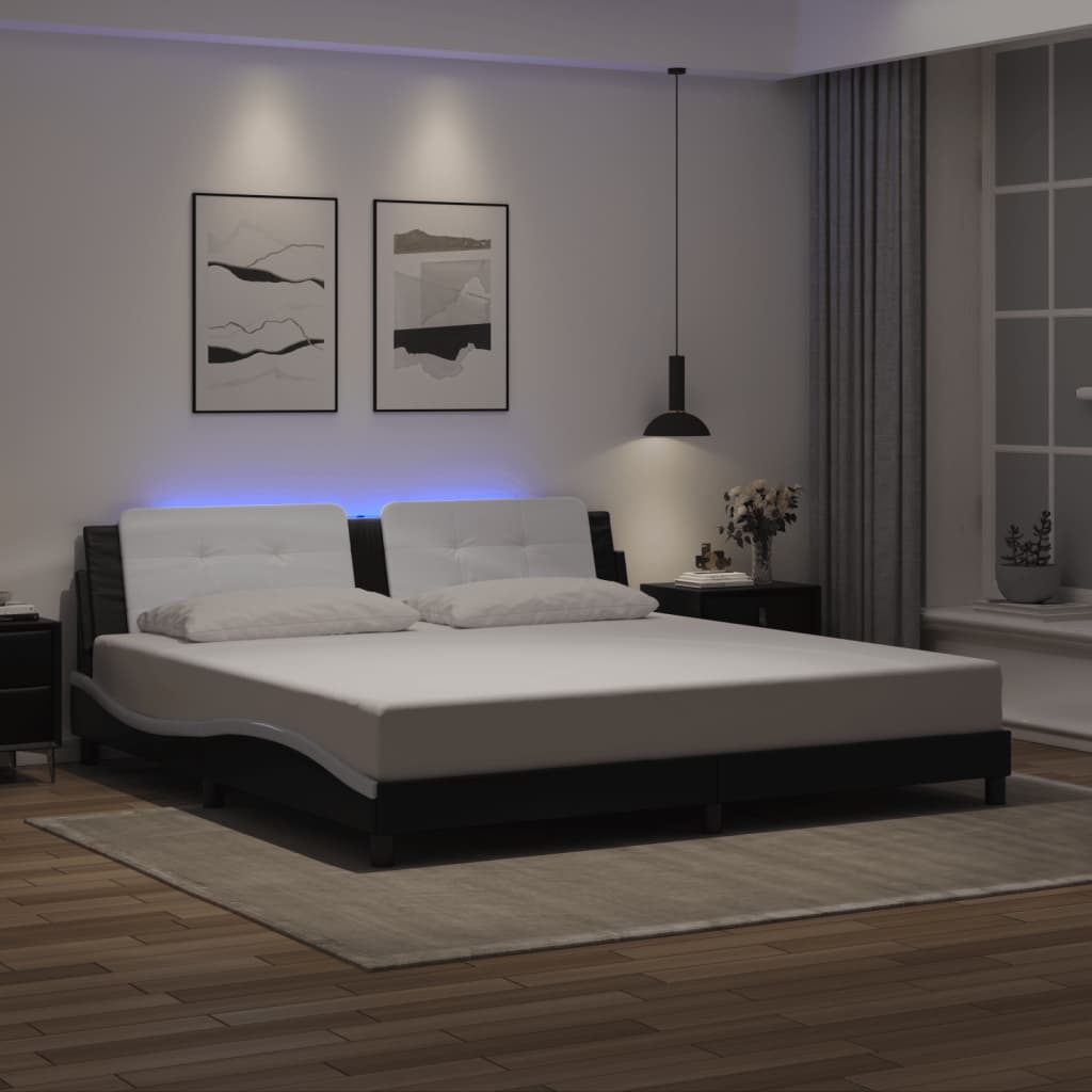 vidaXL Bedframe met LED zonder matras "Zadar" zwart 80x200 cm