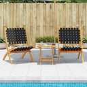 vidaXL Tuinstoelen 2 st inklapbaar met tafel massief hout zwart