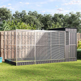 vidaXL Volière met verlengstuk zilver 416x203x216 cm staal