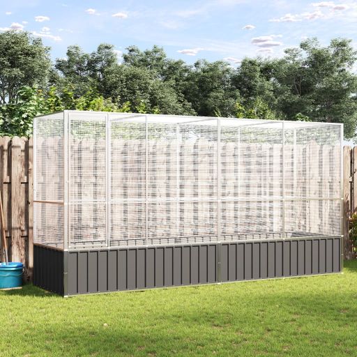 vidaXL Volière 210,5x107x212 m staal zilverkleurig