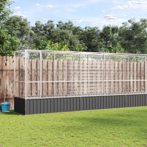 vidaXL Volière 210,5x107x212 m staal zilverkleurig