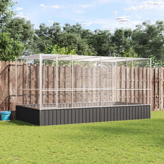 vidaXL Volière 210,5x107x212 m staal zilverkleurig