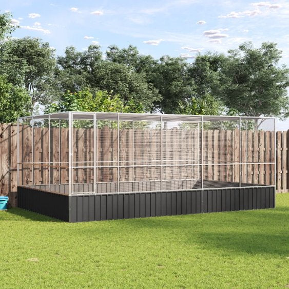vidaXL Volière 210,5x107x212 m staal zilverkleurig