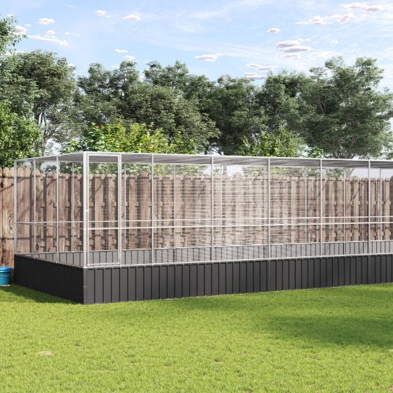 vidaXL Volière 210,5x107x212 m staal zilverkleurig