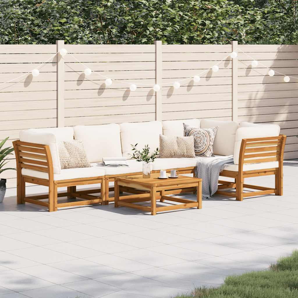 vidaXL 6-delige Loungeset met kussens massief acaciahout