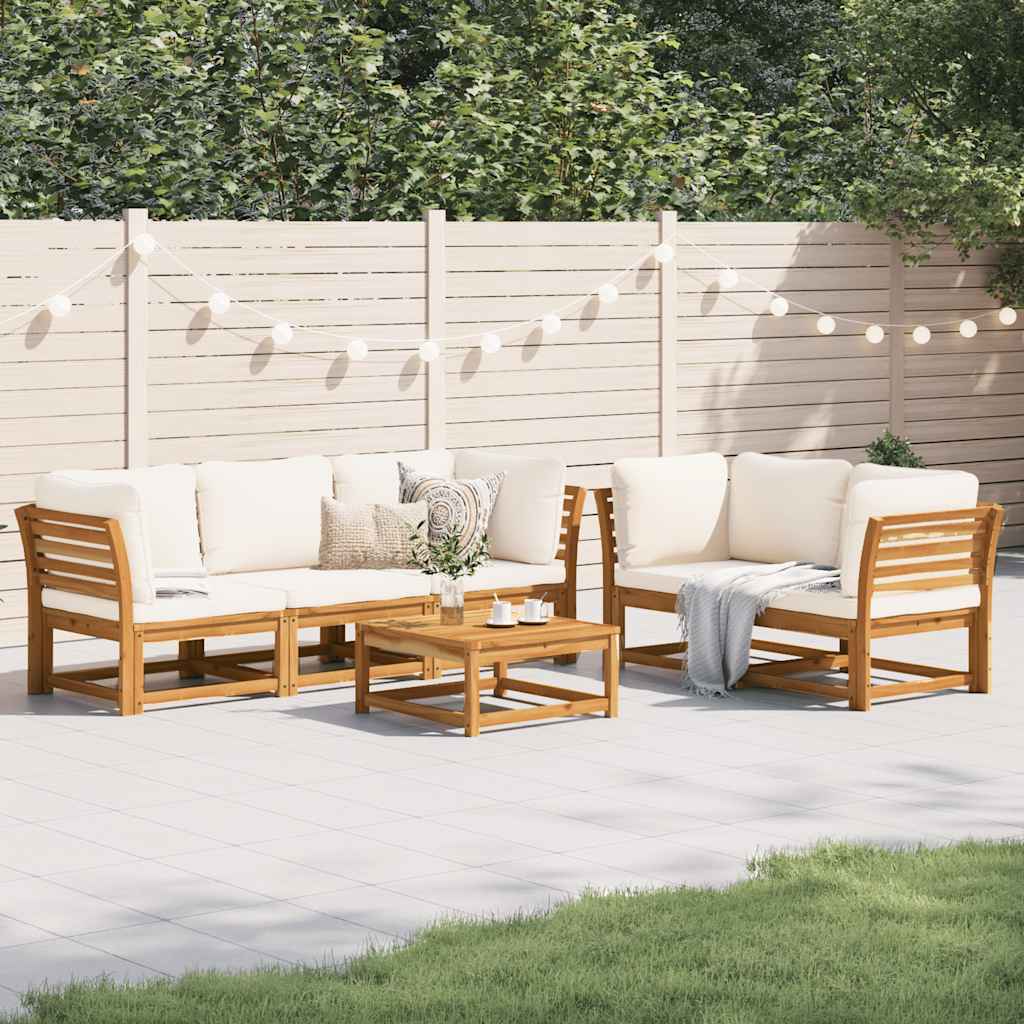 vidaXL 6-delige Loungeset met kussens massief acaciahout