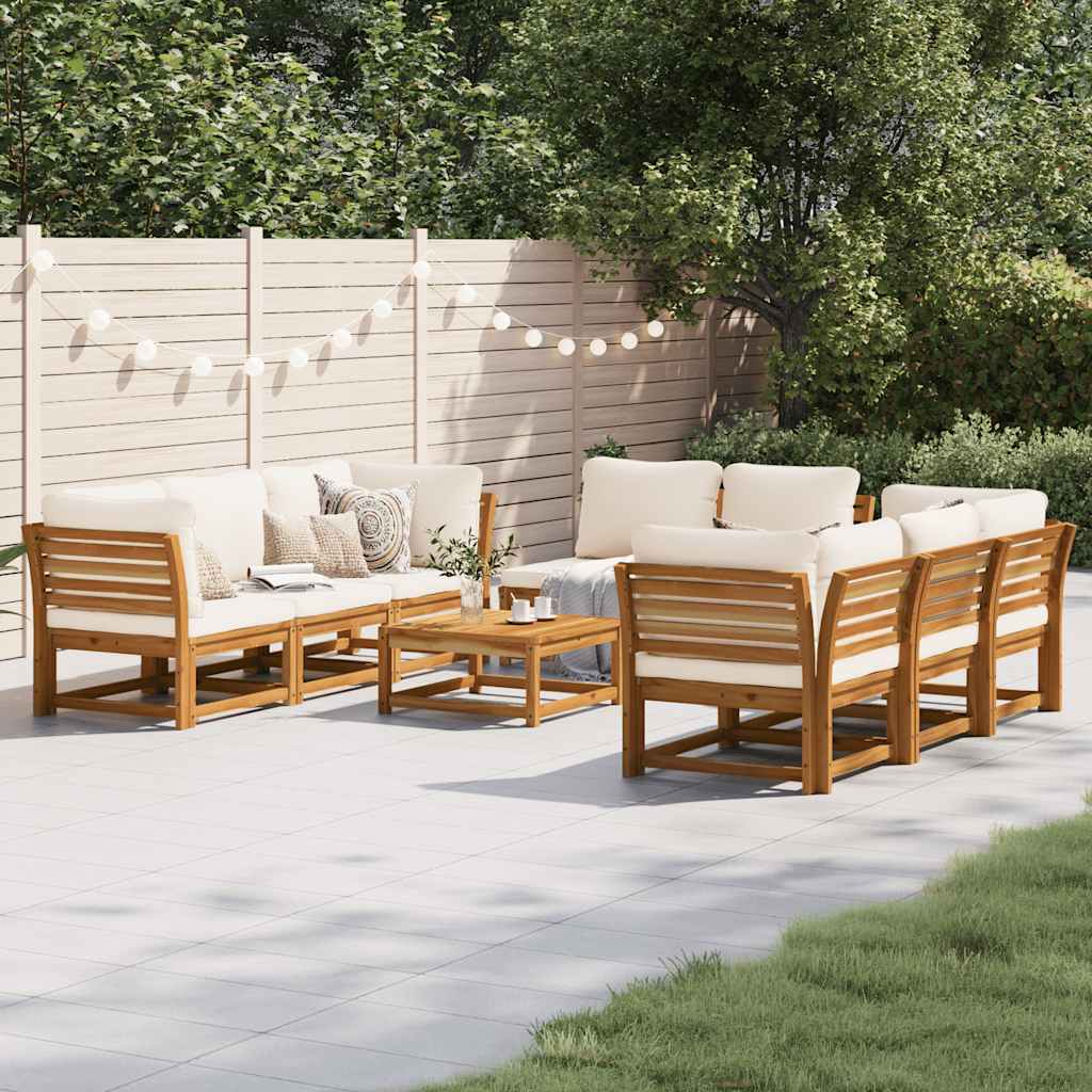 vidaXL 6-delige Loungeset met kussens massief acaciahout